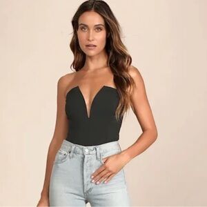 Lulu's Black Plunge Bodysuit